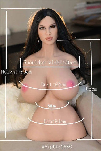2.62ft/80cm Huge Breast Sex Doll Torso With Head - Cynthia