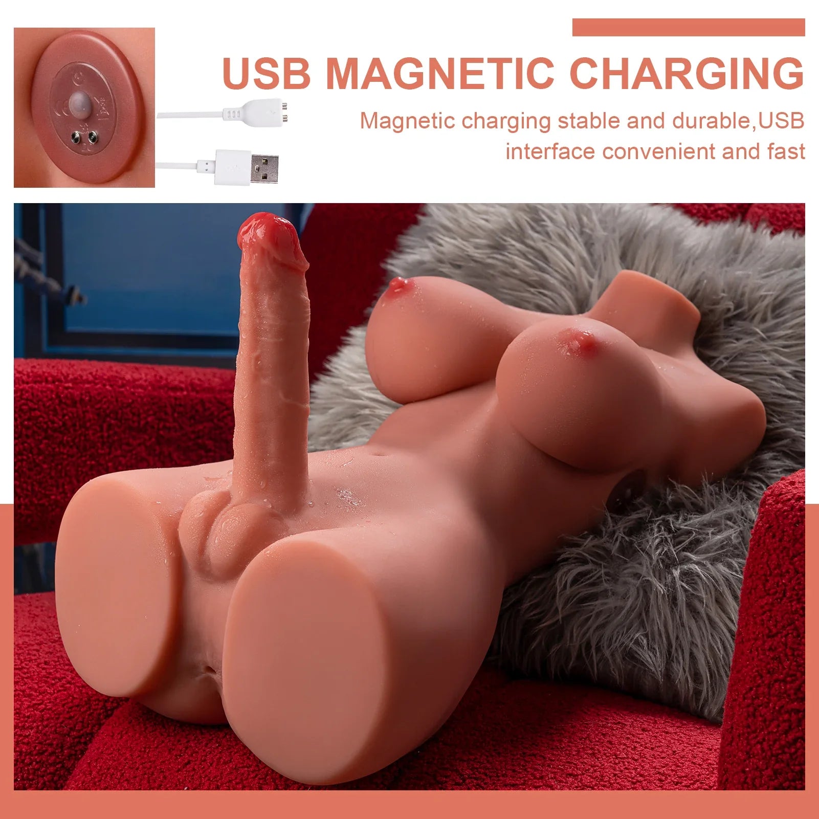 19.3in/21.49lb D Cup Electric Rechargeable Shemale Sex Doll Torso