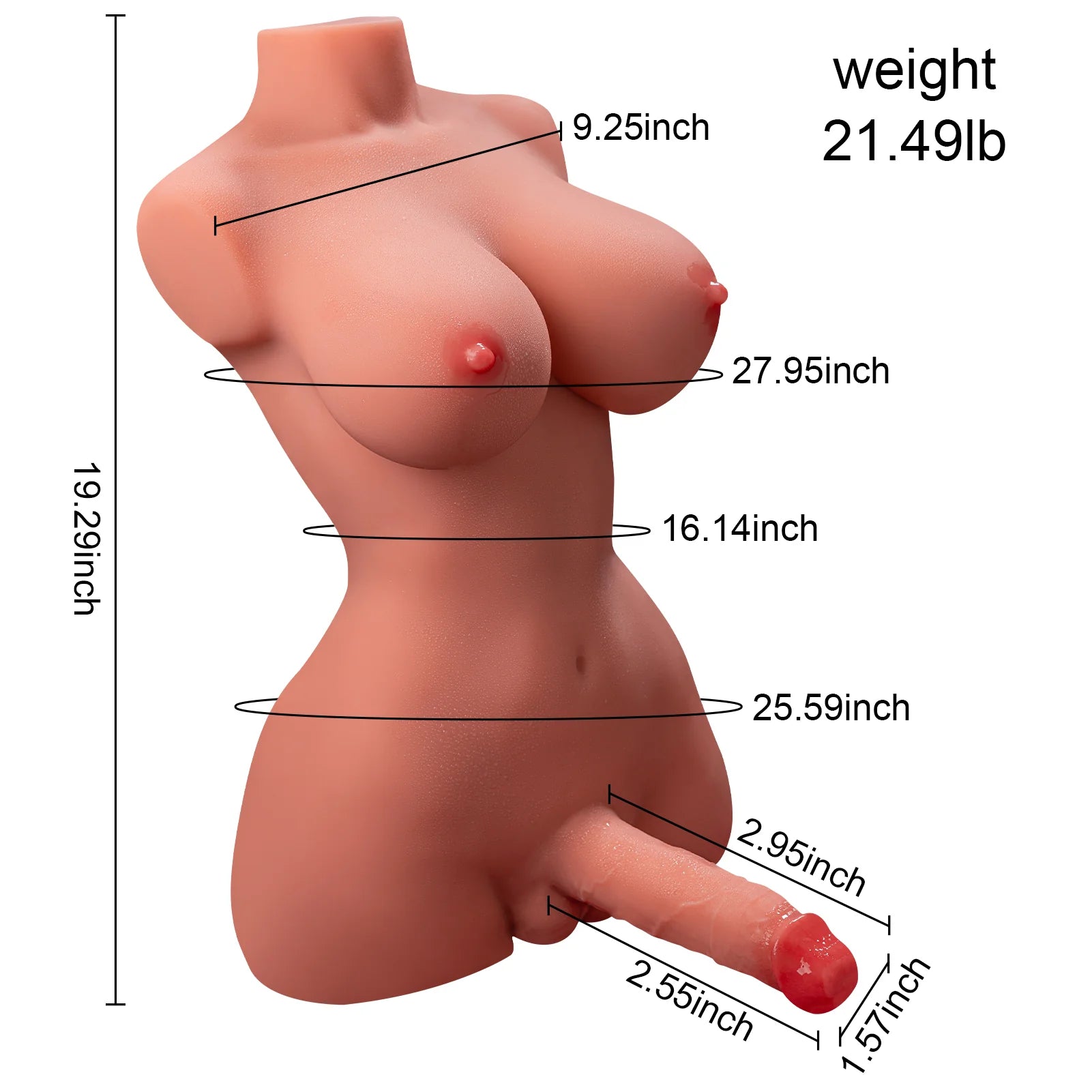19.3in/21.49lb D Cup Electric Rechargeable Shemale Sex Doll Torso
