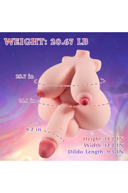 9.3kg/20.5lbs Futa Torso Sex Doll With Penetrable Penis and Tits