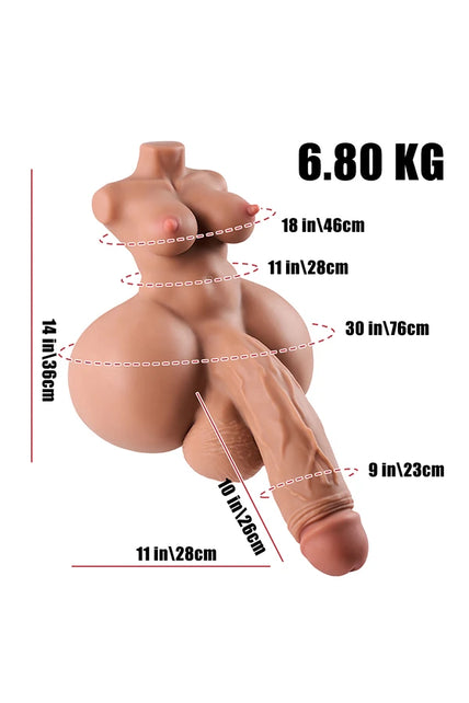 6.8kg/15.0lbs Tan Color Sex Doll Torso With Penetrable Penis