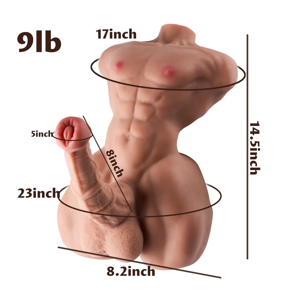 9lb/14.5in Male Torso Sex Doll With Horse Dildo